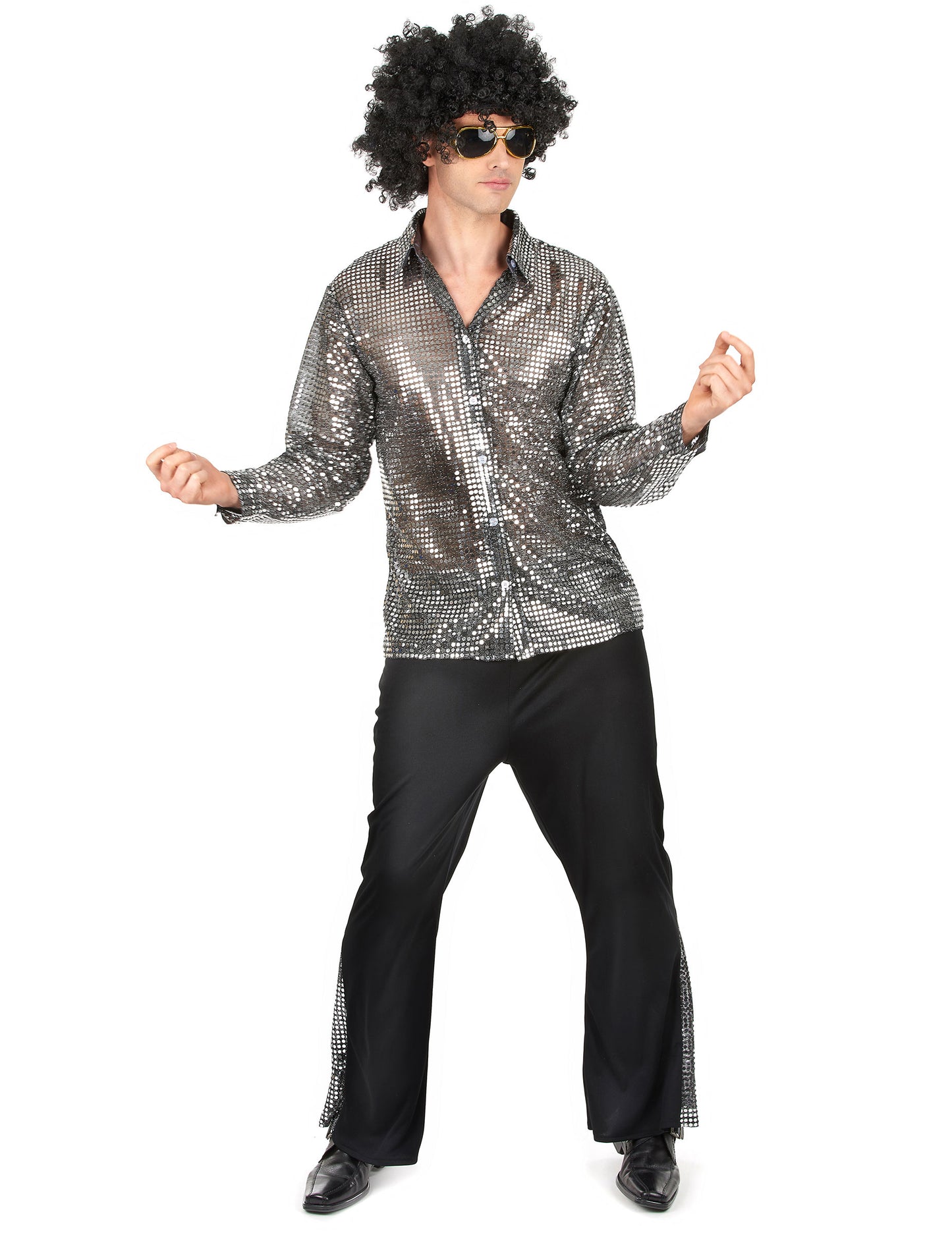 Déguisement disco argenté homme