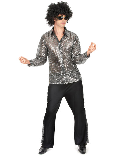 Déguisement disco argenté homme