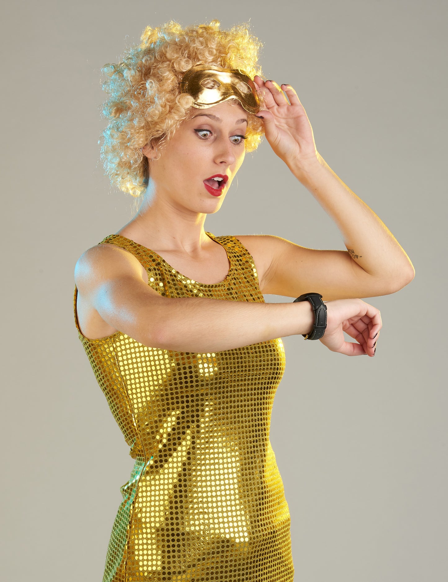 Déguisement Disco doré à sequins femme