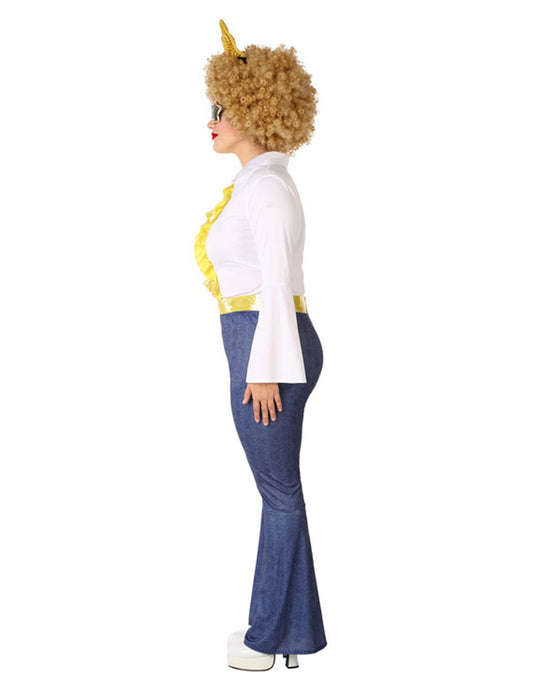 Déguisement disco effet jean et doré femme grande taille