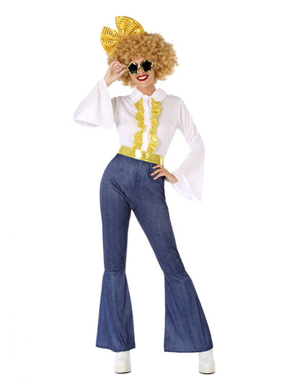 Déguisement disco effet jean et doré femme