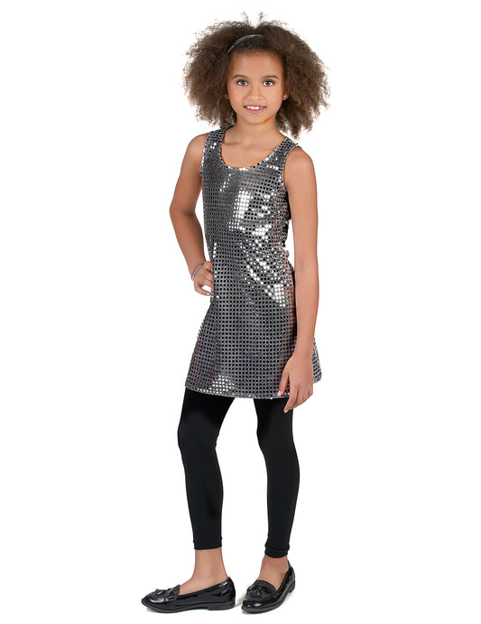 Déguisement disco paillettes argent fille