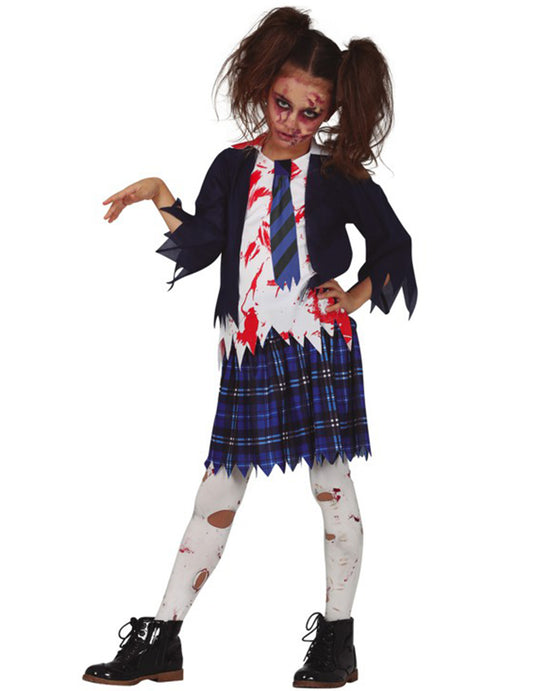 Déguisement écoliere zombie bleue fille