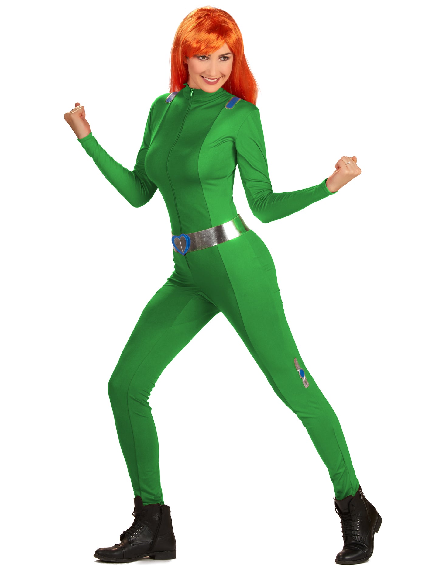 Déguisement espionne de choc vert femme