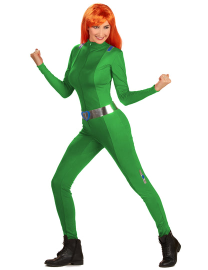 Déguisement espionne de choc vert femme