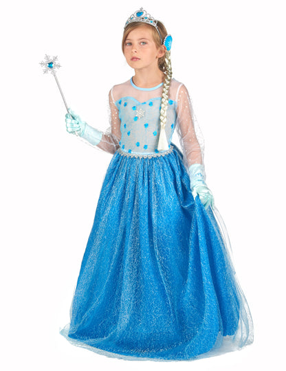 Déguisement et accessoires de princesse des glaces bleue fille