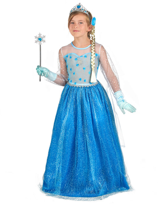 Déguisement et accessoires de princesse des glaces bleue fille