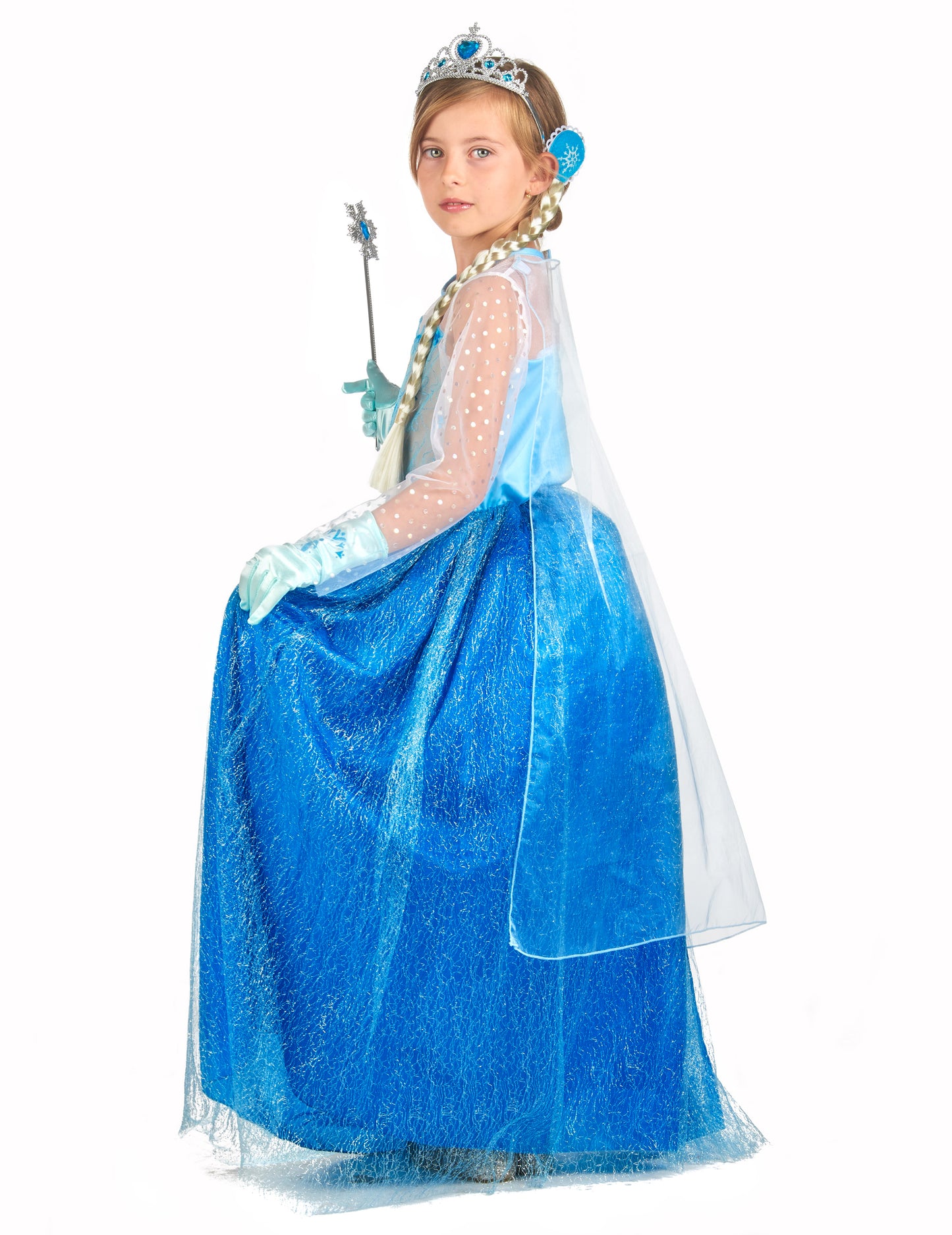 Déguisement et accessoires de princesse des glaces bleue fille