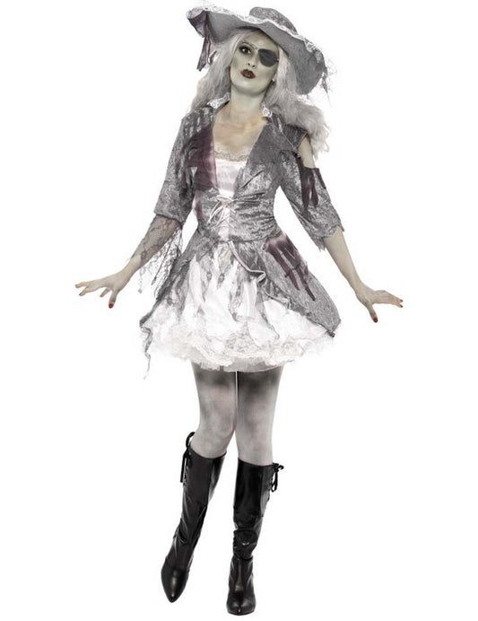 Déguisement fantôme pirate effet satiné femme Halloween