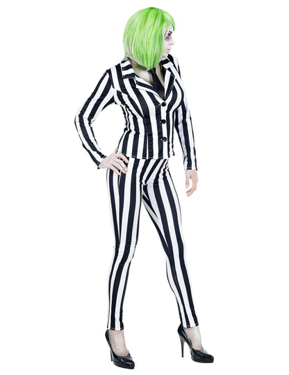 Déguisement fantôme sordide à rayures femme