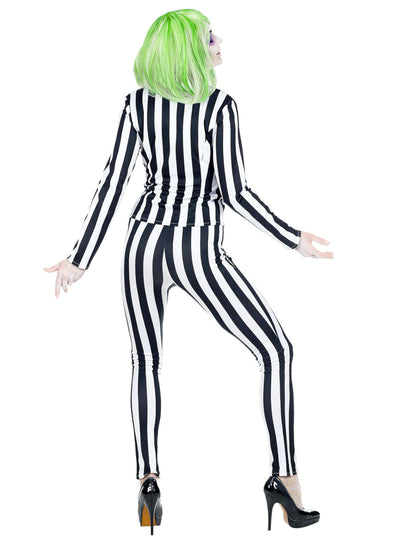 Déguisement fantôme sordide à rayures femme