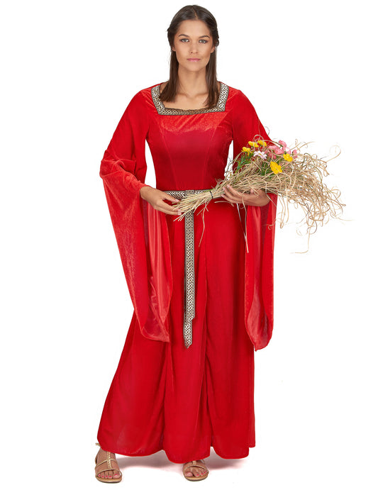 Déguisement médiéval rouge effet velours femme
