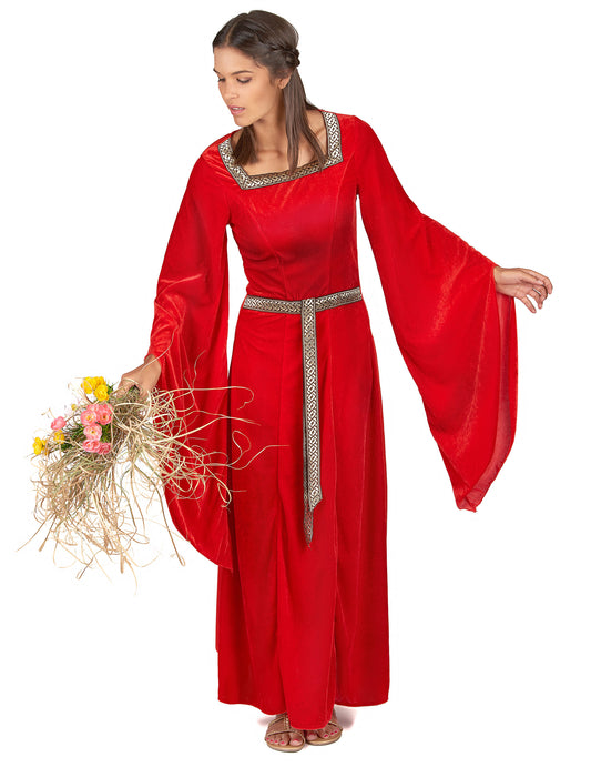 Déguisement médiéval rouge effet velours femme