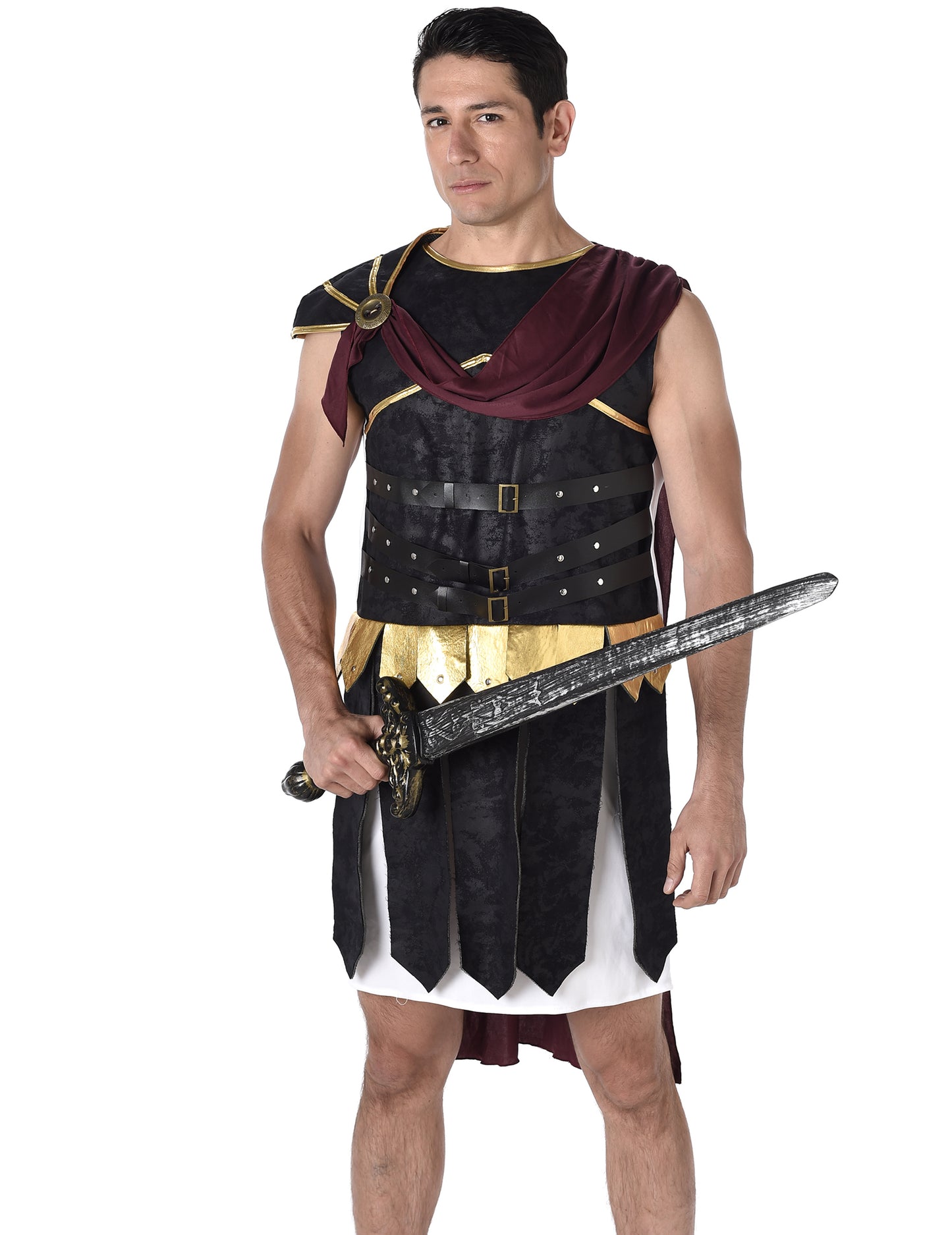 Déguisement gladiateur Romain noir et doré homme