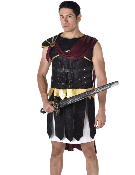 Déguisement gladiateur Romain noir et doré homme