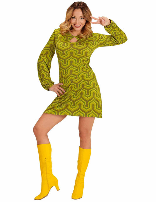 Déguisement groovy vert années 70 femme
