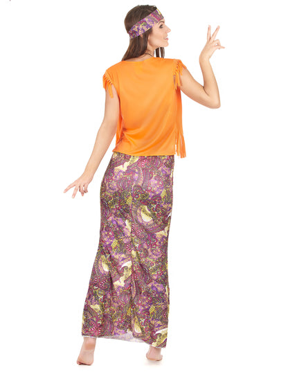 Déguisement hippie rose et vert femme
