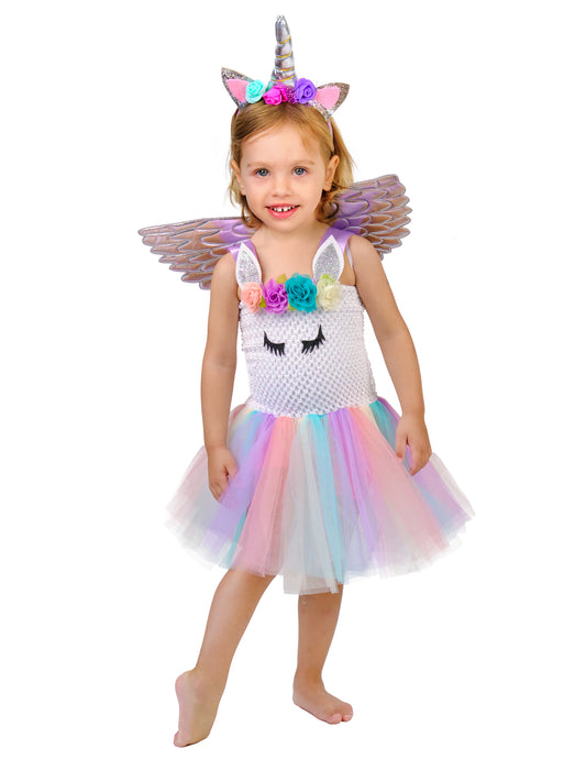 Déguisement licorne fleurie pastel fille