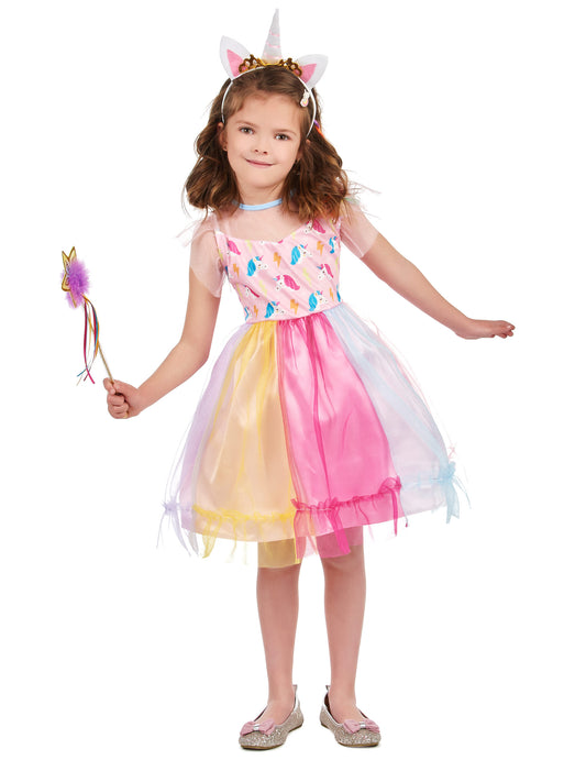 Déguisement licorne multicolore fille