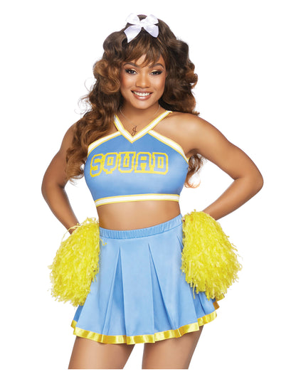 Déguisement luxe pompom girl bleu ciel femme