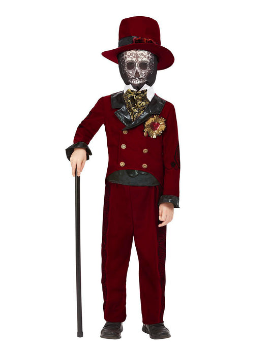 Déguisement marié rouge Dia de los muertos garçon