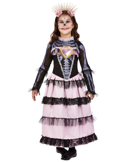 Déguisement mariée rose Dia de los muertos fille