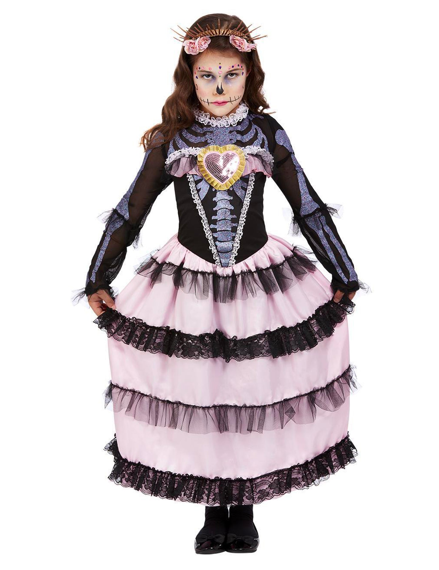 Déguisement mariée rose Dia de los muertos fille