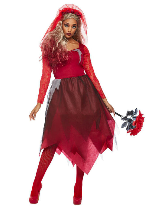 Déguisement mariée rouge femme