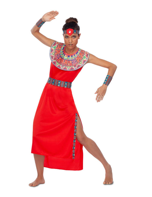 Déguisement Massaï rouge femme