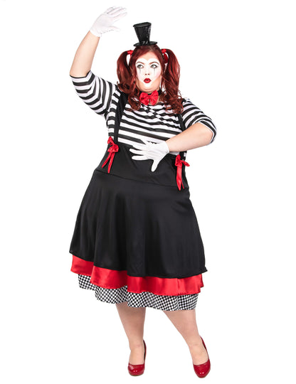 Déguisement mime robe noir et rouge femme