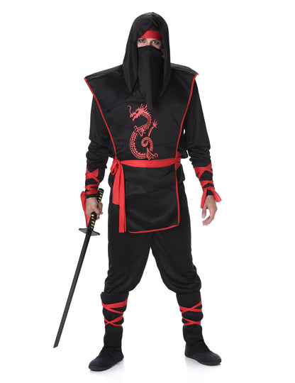 Déguisement ninja noir et rouge homme