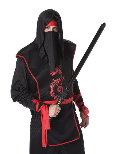 Déguisement ninja noir et rouge homme