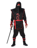 Déguisement ninja noir et rouge homme