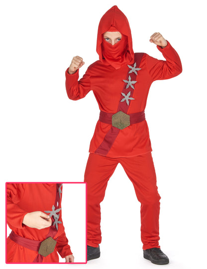 Déguisement ninja rouge étoiles garçon