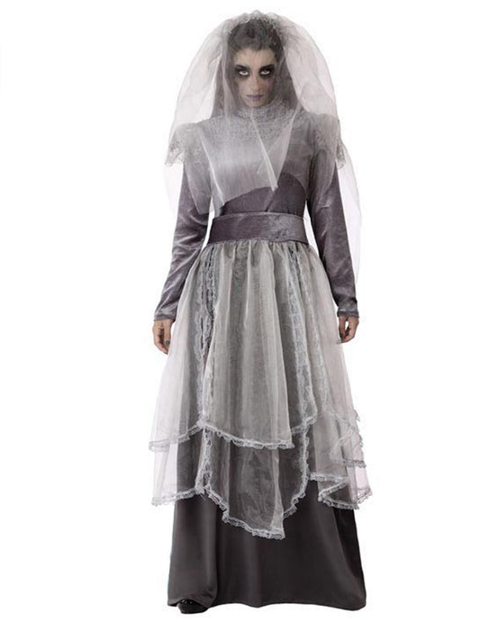 Déguisement mariée funèbre grise femme