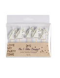 5 Bougies sur pic licorne paillettes champagne 4,5 x 3 cm