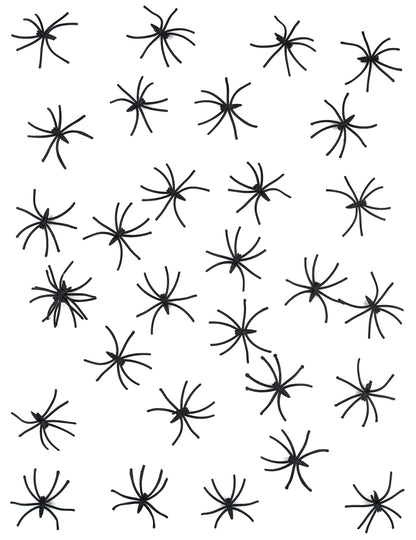 30 Mini araignées décoratives noires plastique
