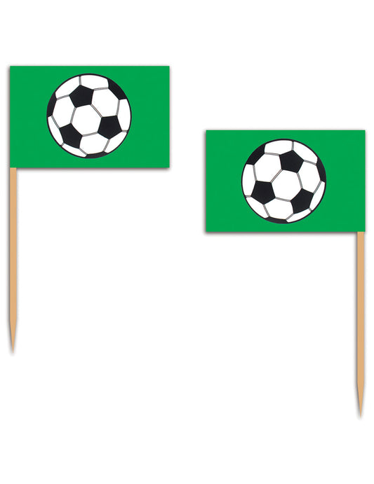 12 Pics en bois football verts 6,35 cm