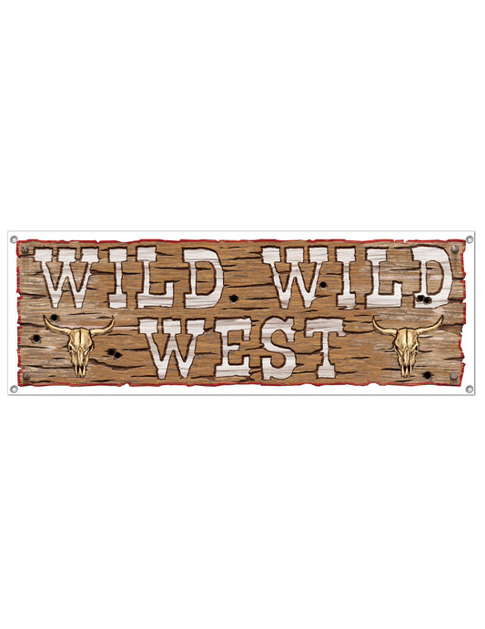 Bannière en plastique Wild Wild West 1,5 m x 53,3 cm