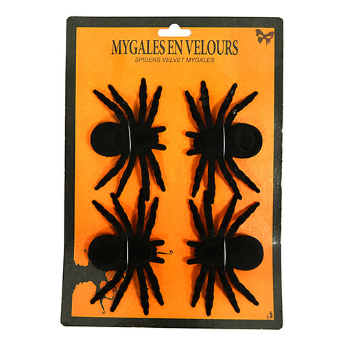 Set of black velvet tarantulas