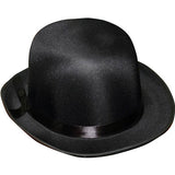 black satin bowler hat