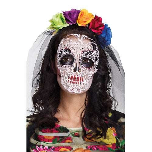 Serre Tête fleurs - Masque squelette -calavera