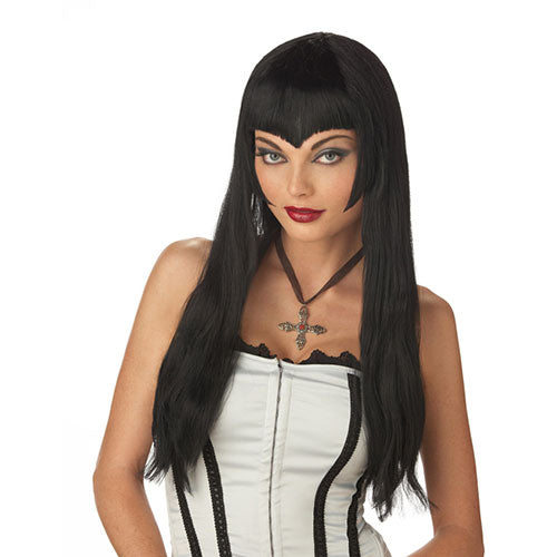 Long black vampiress wig