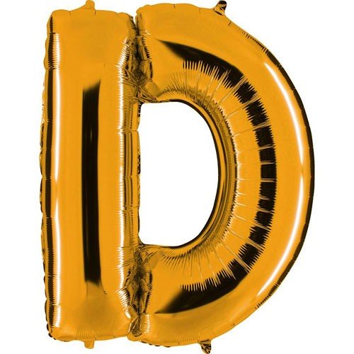 Letter D gold metallic balloon, 102cm