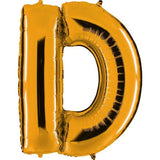 Ballon métallisé or lettre D, 102cm