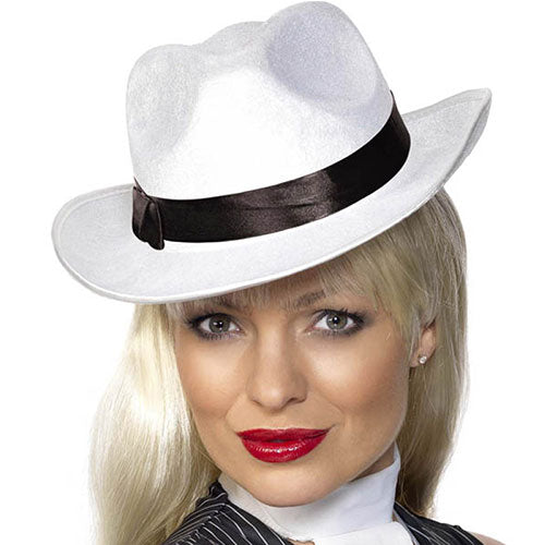chapeau gangster velours blanc
