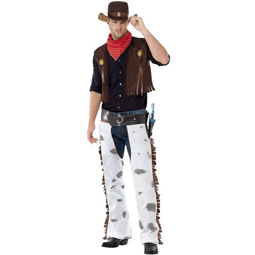 Déguisement homme cowboy marron blanc