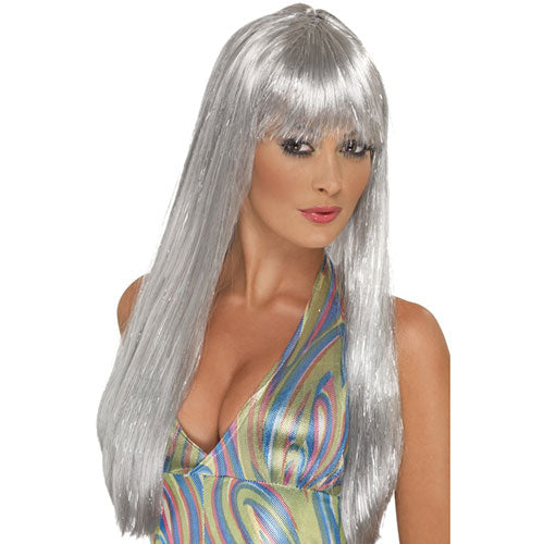 Silver sequined wig
