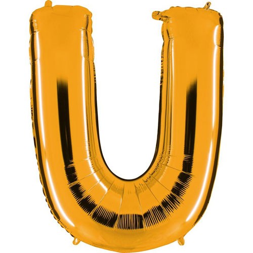 Letter U gold metallic balloon, 102cm