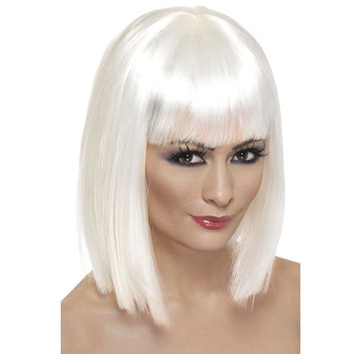 Short white glam wig